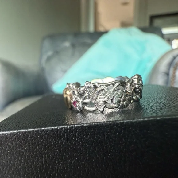 Artcarved brand vintage rare 14k, Ruby, SS and Gold Heart Ring size 6 - Picture 4 of 15